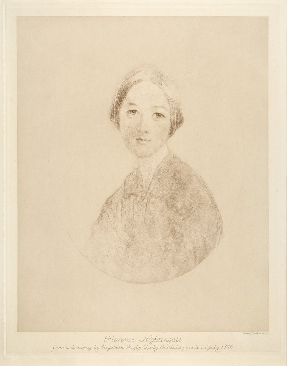 Florence Nightingale, Emery Walker tarafından kazınmış, 1846 by Elizabeth Rigby