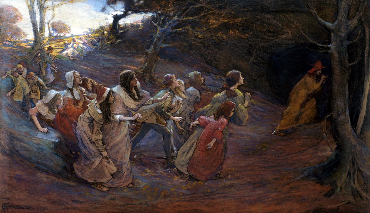 The Pied Piper of Hamelin (kağıt üzerinde karışık teknik) by Elizabeth Adela Stanhope Forbes