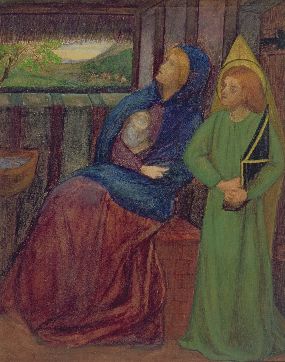 Kutsal Aile, c.1856 (kağıt üzerine suluboya) by Elizabeth Eleanor Siddal