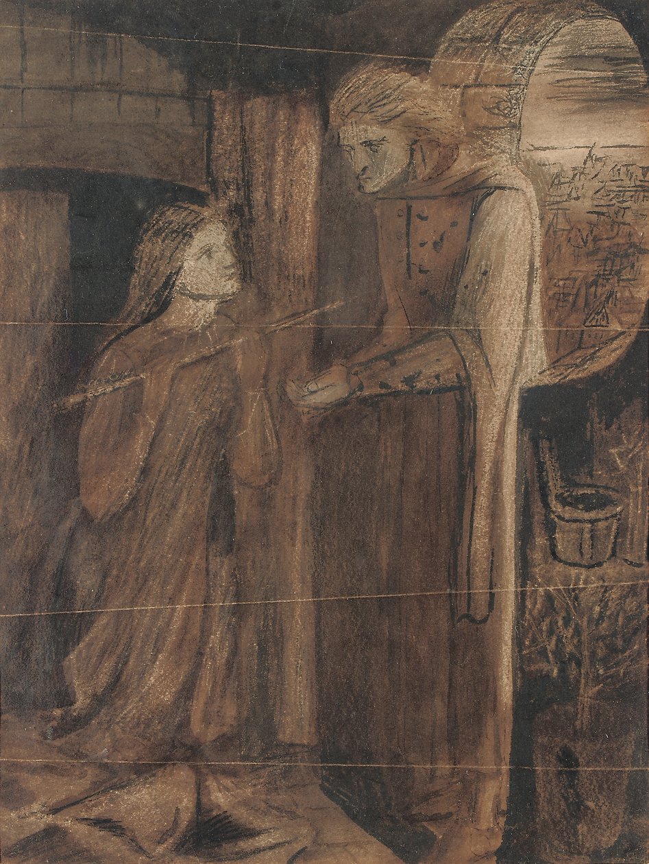 Katip Saunders (arap zamkı ile suluboya ve kağıt üzerinde karalama) by Elizabeth Eleanor Siddal