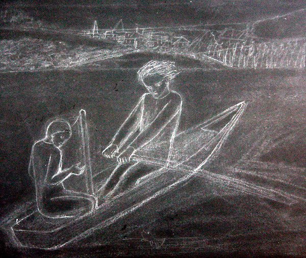 Kürekli Tekne (kağıt üzerine kalem) by Elizabeth Eleanor Siddal