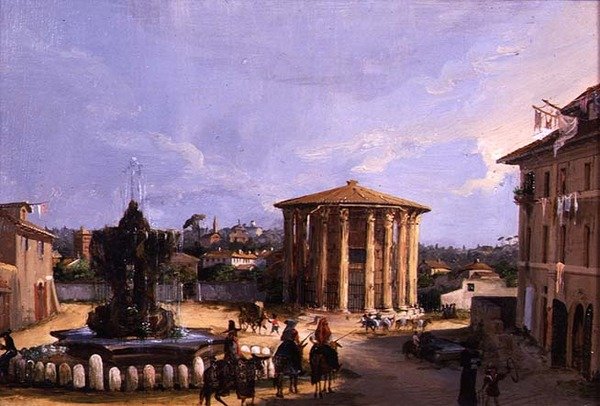 Vesta Tapınağı, Roma (panelde yağlı boya) by Elizabeth Hunter Blair