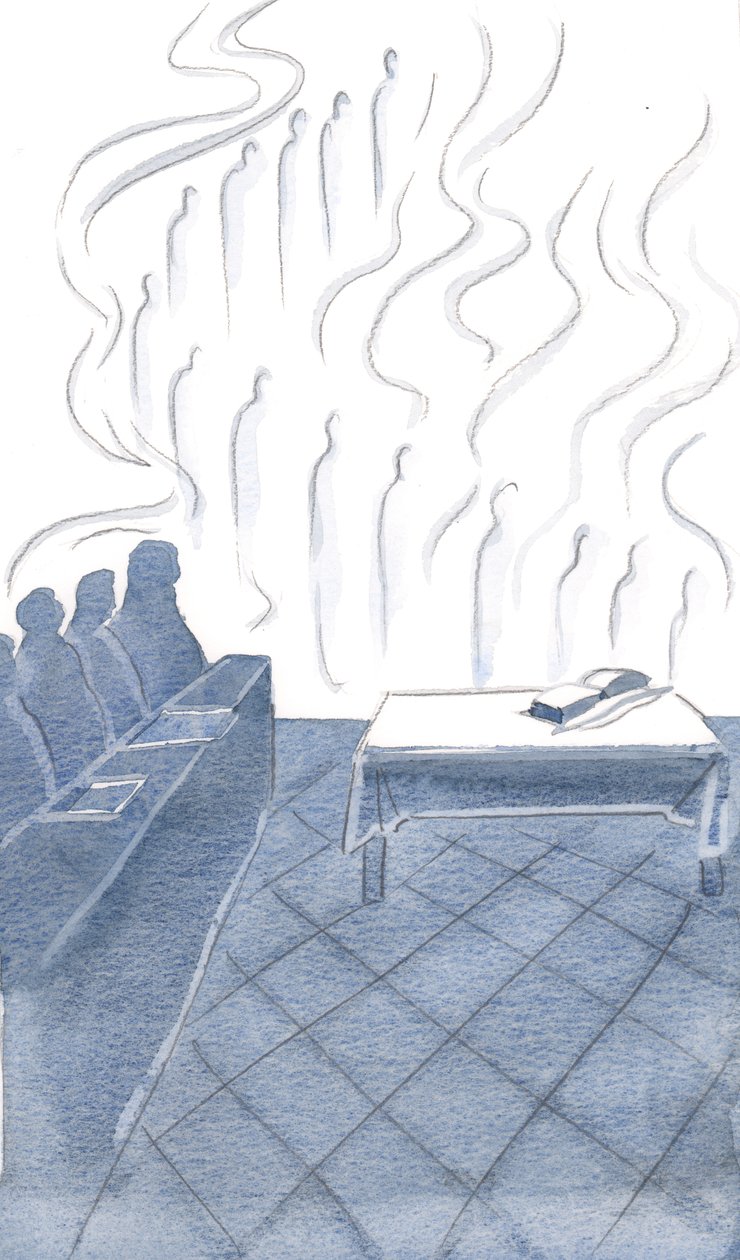 Melekler, rahiplerin alçakgönüllü ilahilerini tekrarladılar, ibadetleri neşeyle ve parlak pankartlarla sarmalandı, 2000 (kağıt üzerinde w/c) by Elizabeth Wang