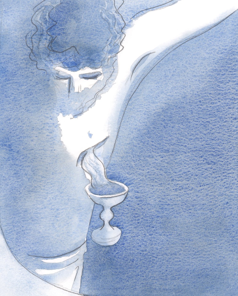 Kutsamada, Yaralı tarafından Kıymetli Kanının aktığını gördüm, 2001 (kağıt üzerinde w/c) by Elizabeth Wang