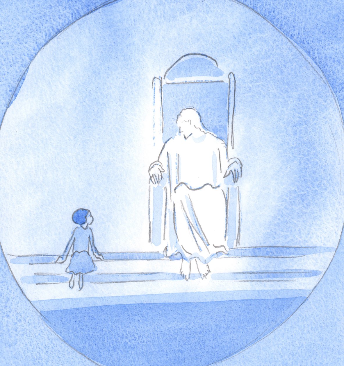 Mesih benden cahil bir çocuk gibi konuşmamı istedi, ancak inanç, tövbe ve dostluk nedeniyle Kendisine yakın biri, 2002 (kağıt üzerinde w/c) by Elizabeth Wang