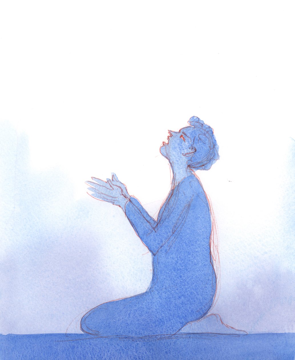 Mesih bana çarmıha gerilmeden önce omuzlarına örttüğü gibi mor bir pelerin uzattı, 2004 (kağıt üzerinde w/c) by Elizabeth Wang
