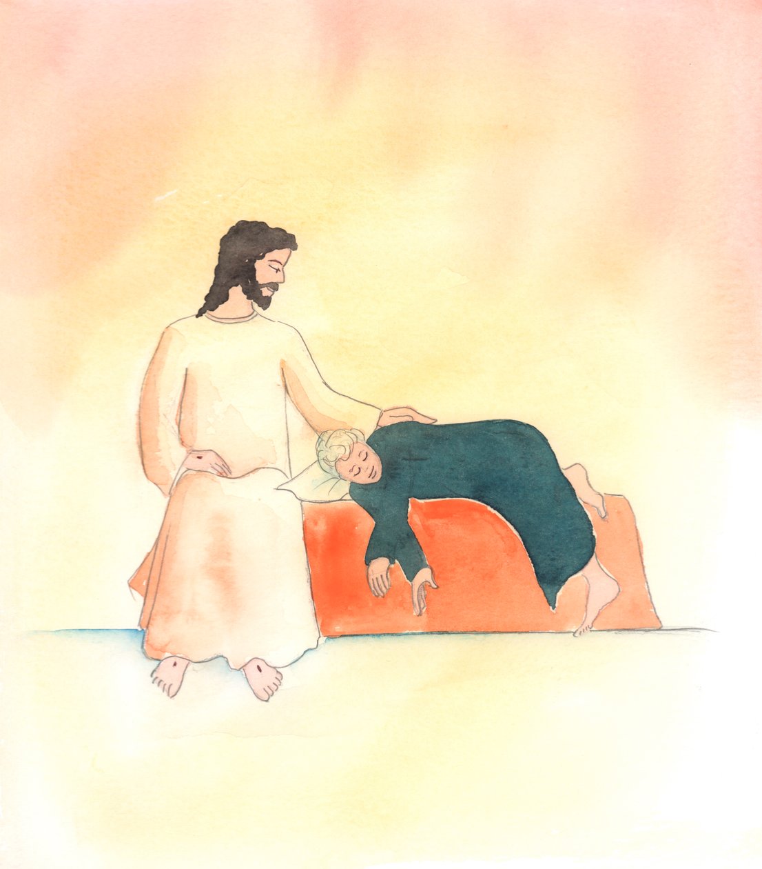 Mesih, arkadaşlarına her koşulda yakındır, 2000 (kağıt üzerinde w/c) by Elizabeth Wang