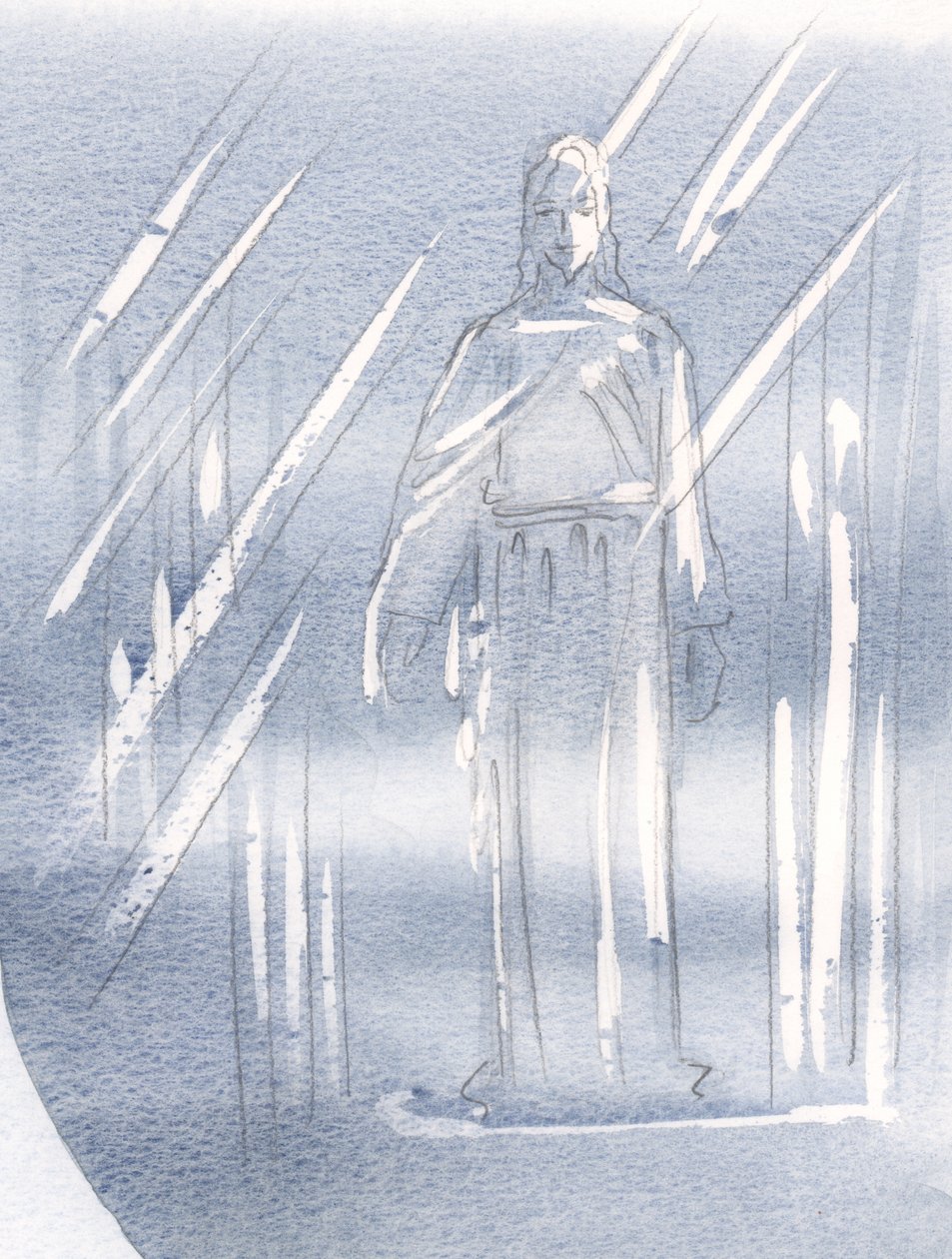 Mesih iki perdenin arkasına gizlenmiştir, 2000 (kağıt üzerinde w/c) by Elizabeth Wang