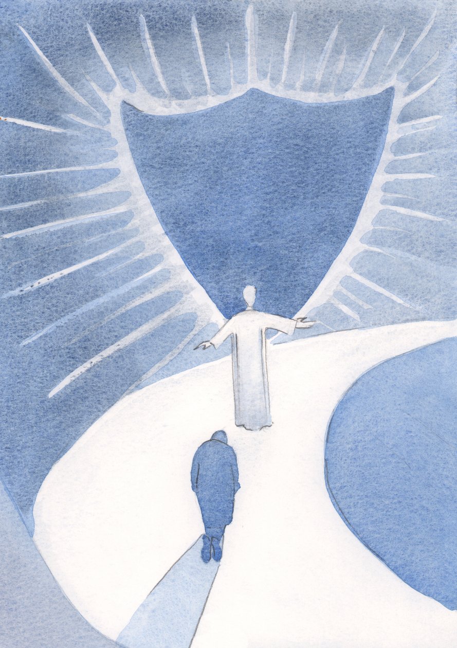Mesih bizim rehberimizdir, her ikisi de bizi şu anda Cennetin göz kamaştırıcı ışığından korur, bizi zafere hazırlar, 2000 (kağıt üzerinde w/c) by Elizabeth Wang