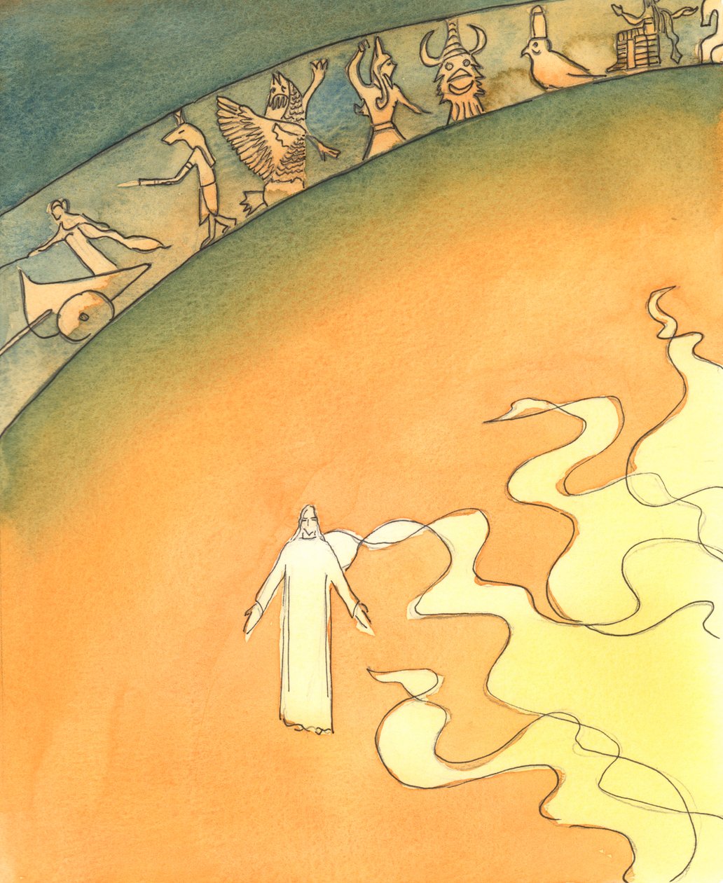 Mesih gerçekten Tanrı ve insandır, 2003 (kağıt üzerinde w/c) by Elizabeth Wang