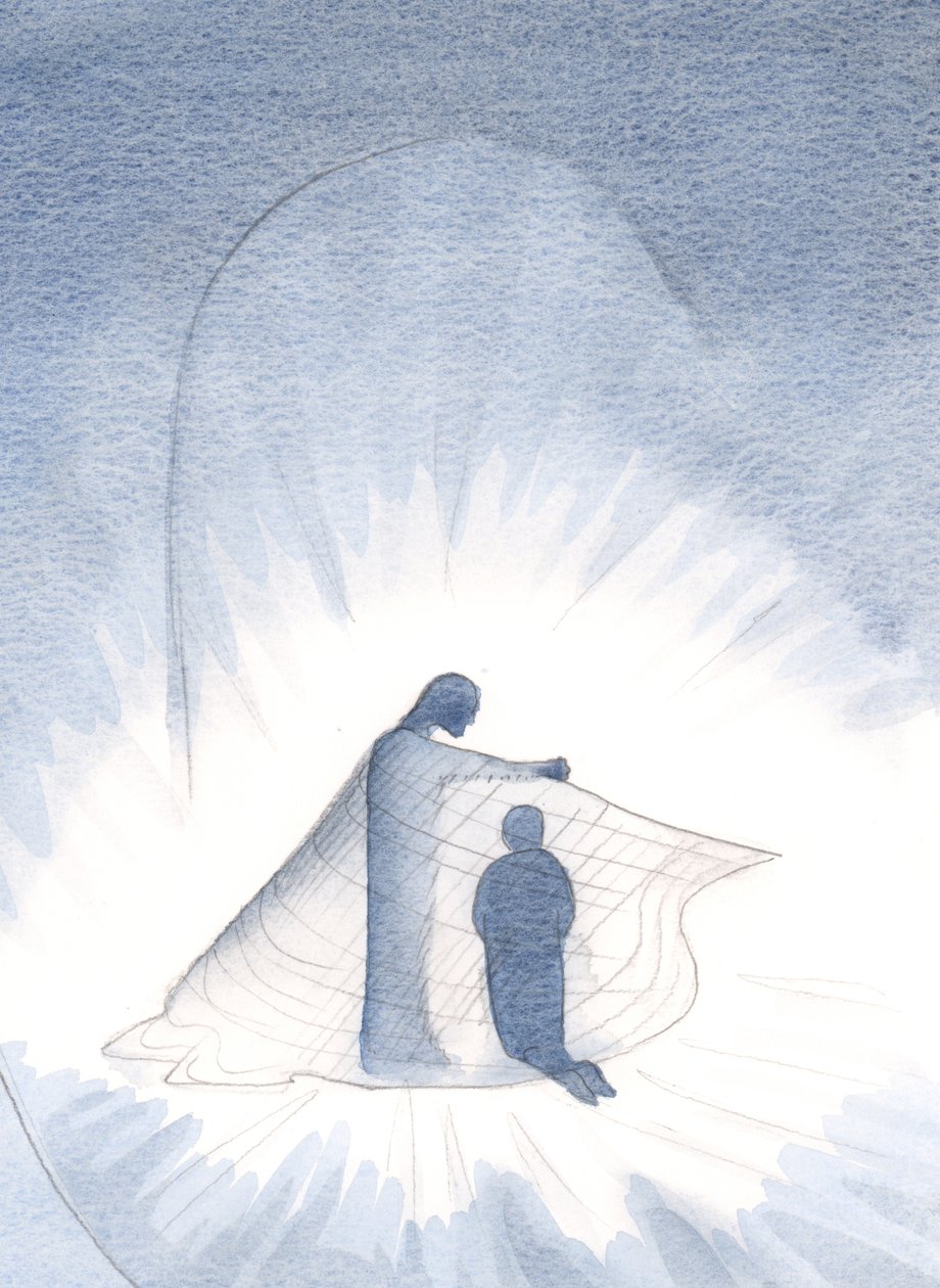 İsa, cömertliği sayesinde şimdi giydiğim altın pelerini görmemi sağladı, 2000 (kağıt üzerinde w/c) by Elizabeth Wang