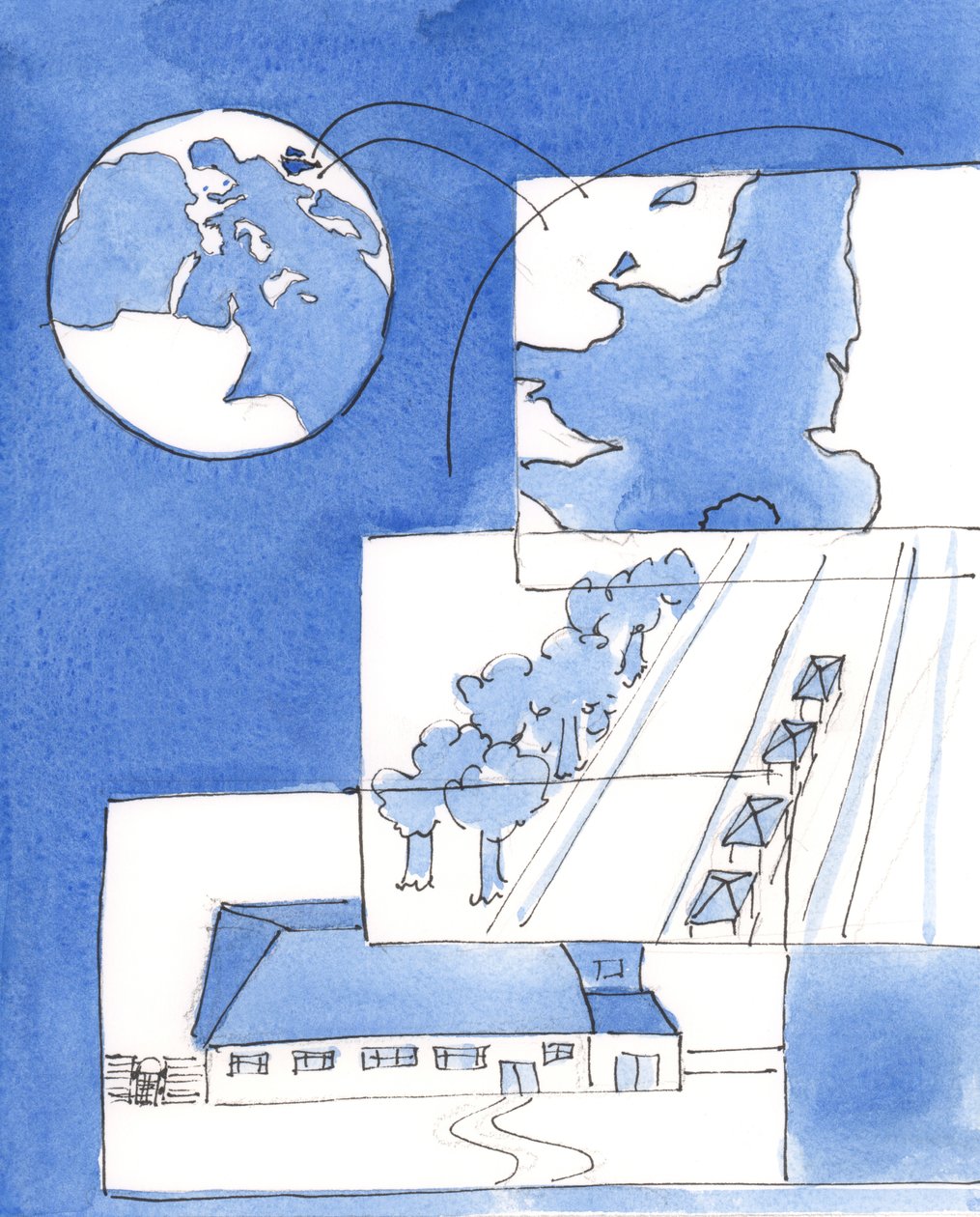 Tanrımız Mesih tüm dünyayı ve üzerindeki herkesi aynı anda görebilir, 2004 (kağıt üzerinde w/c) by Elizabeth Wang