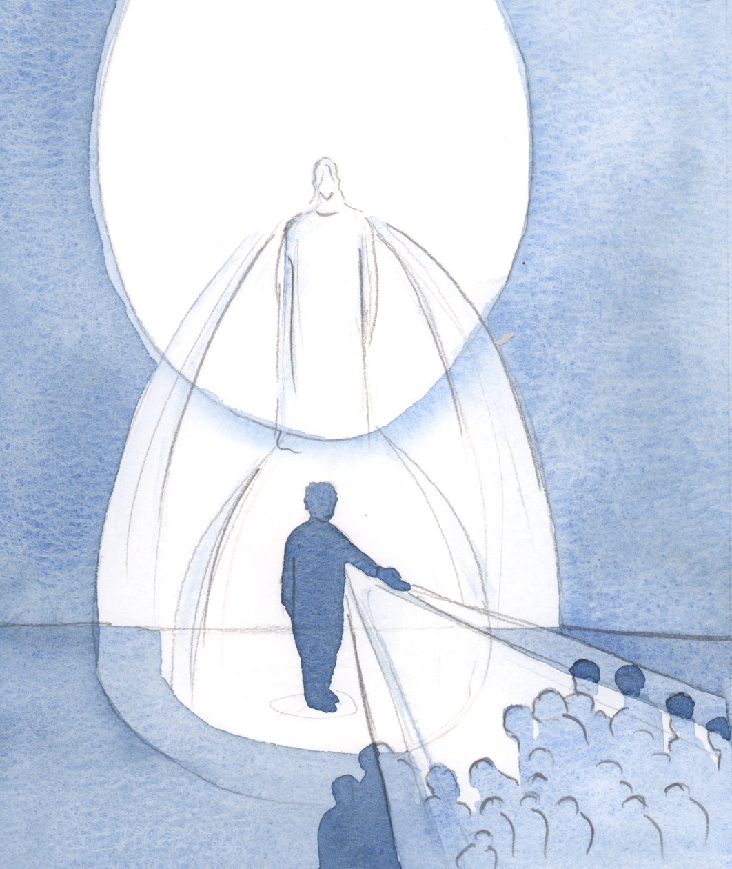 Mesih kendi ışığını yaymamıza izin verir, böylece başkalarına ışık ve umut getirir, 2000 (kağıt üzerinde w/c) by Elizabeth Wang