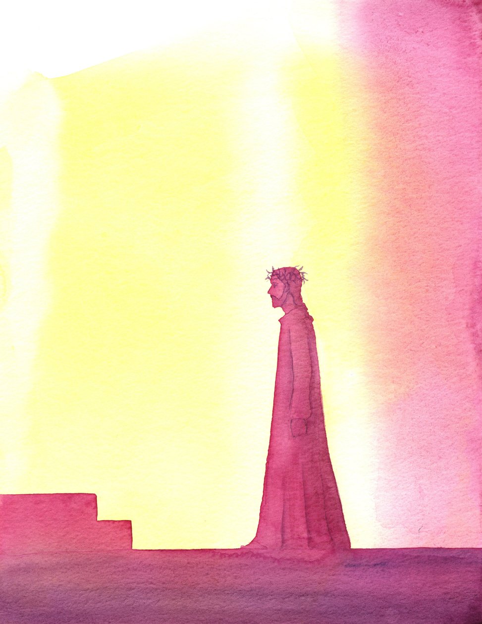 Mesih adaletsiz izinde sabır gösterdi, 2001 (kağıt üzerinde w/c) by Elizabeth Wang