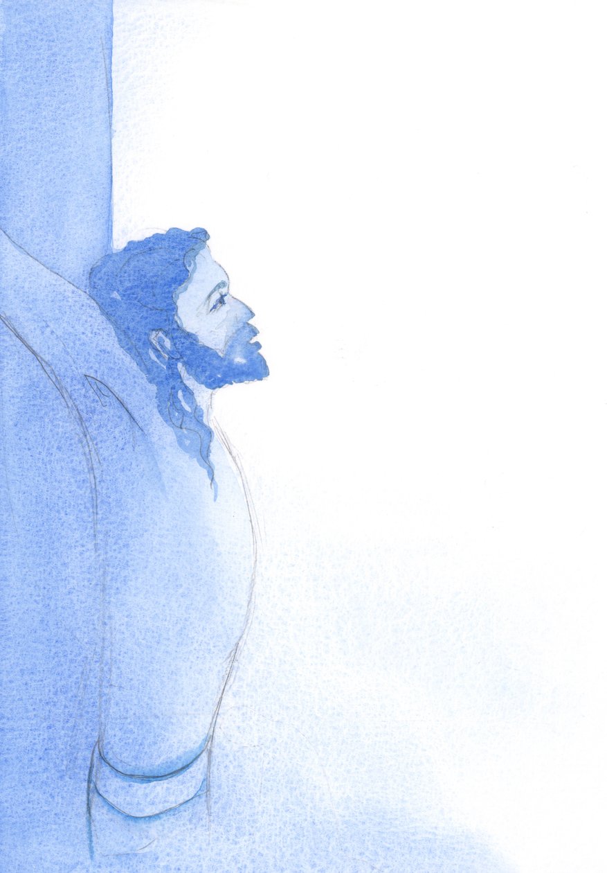 Gerçek insan olan Mesih, hem erkekleri hem de kadınları ilahi sevgisiyle sevdi, "tüm suçları için sonsuz bir tazminatla"., 2001 (kağıt üzerinde w/c) by Elizabeth Wang