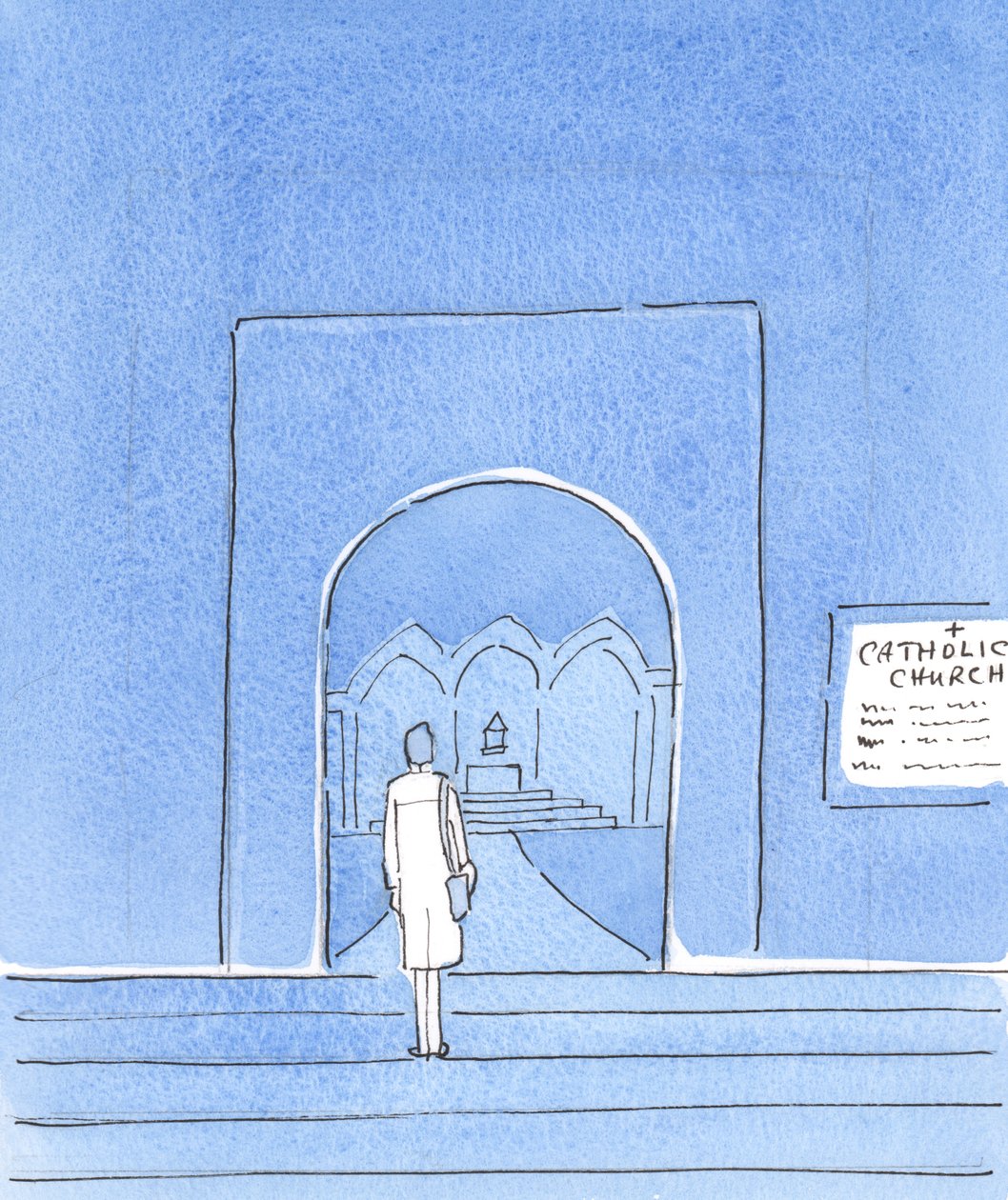 Mesih, müritlikle giden Haçları taşıyanlara bakarken, kendisinin ne kadar derinden etkilendiğini hepimizin bilmesini istiyor, 2004 (kağıt üzerinde w/c) by Elizabeth Wang