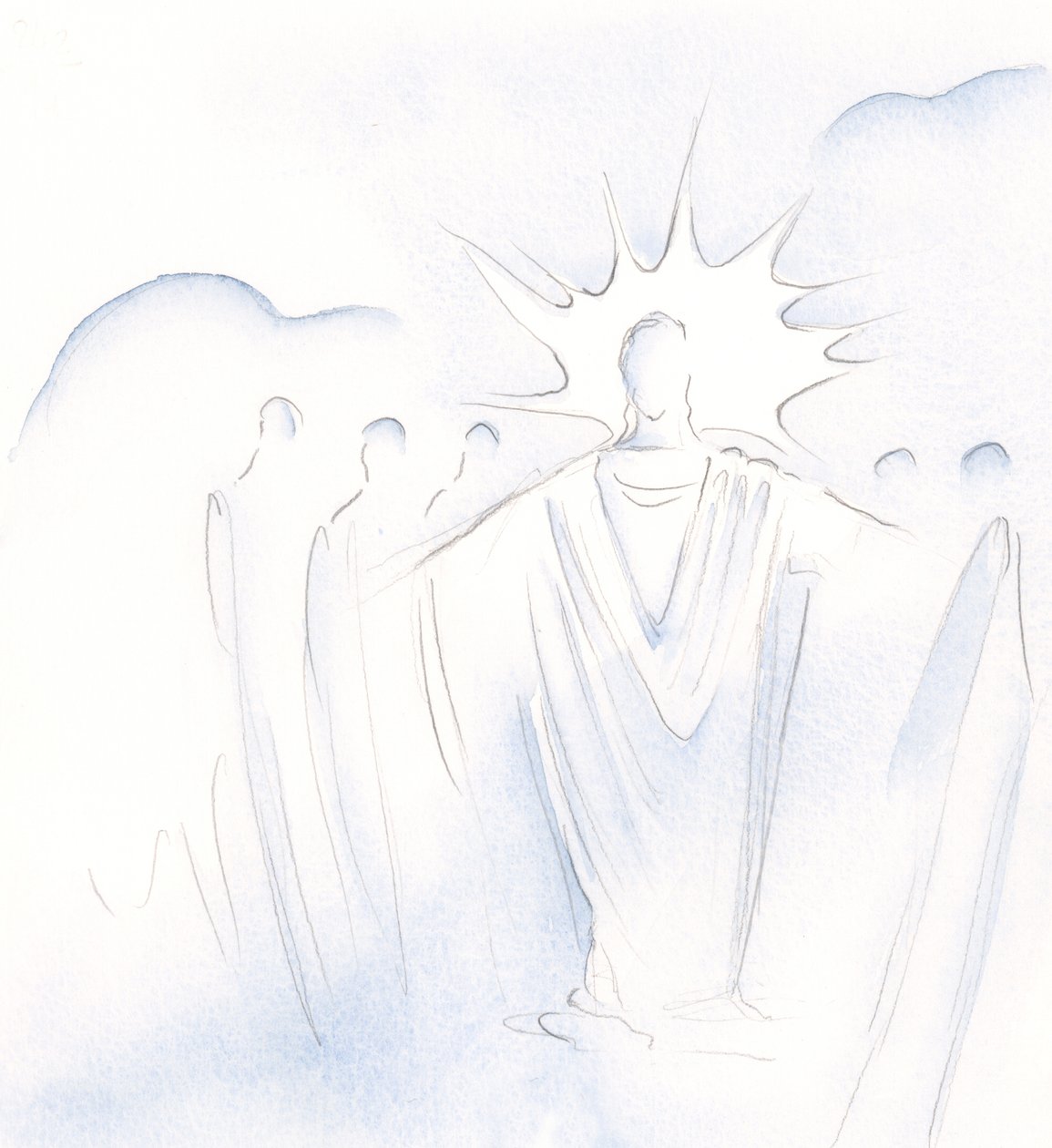Kapı olan Mesih, Heavenly şirkette bizi ileri geri götürür, 2000 (kağıt üzerinde w/c) by Elizabeth Wang