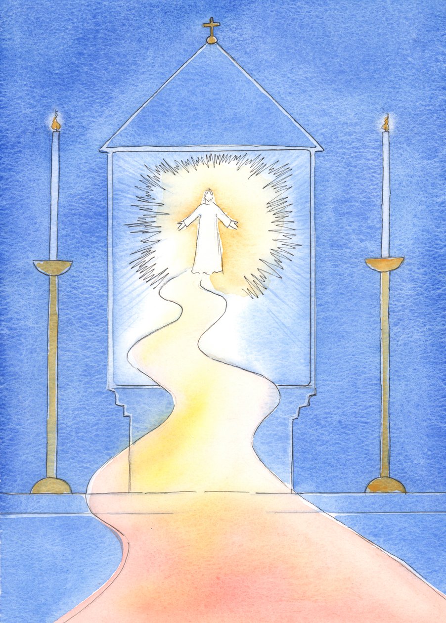 Bizi çadırda karşılayan Mesih de bizi Cennete kabul etmeyi bekliyor - eğer günahlarımızdan tövbe ettiysek, 2003 (kağıt üzerinde w/c) by Elizabeth Wang