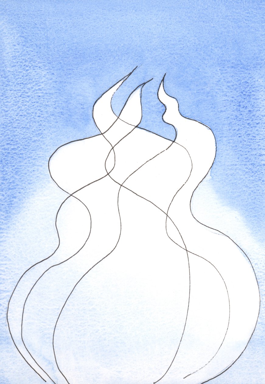 Her İlahi Kişi, her alev aynı İlahi Doğaya sahiptir. Birlikte tek Tanrı, tek Ateş, 2002 (kağıt üzerinde w/c) by Elizabeth Wang