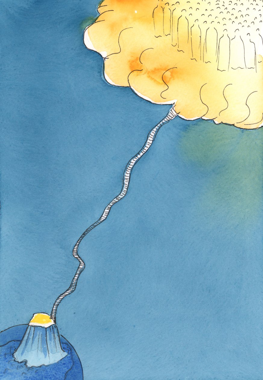 Lütuf hayatından, bir ip merdiven, Mesih ve Azizlerin azimle olanları selamlamak için Cennette bekledikleri yere çıktı, 2003 (kağıt üzerinde w/c) by Elizabeth Wang