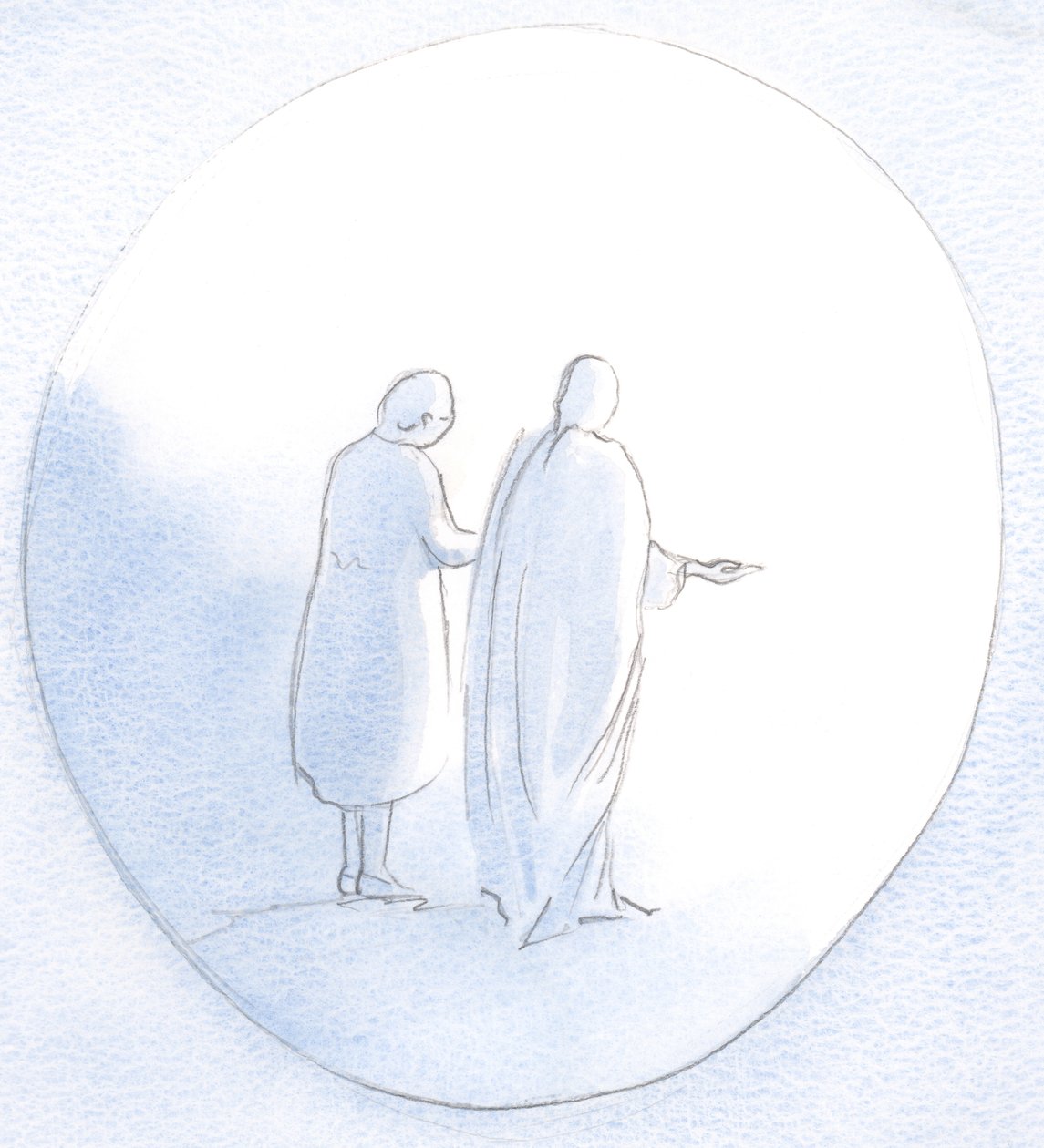 Yanımdaydı, başkalarına yardım etmek ve teselli etmek için elini uzatıyordu, onlara elimi uzattığım her yerde., 2001 (kağıt üzerinde w/c) by Elizabeth Wang