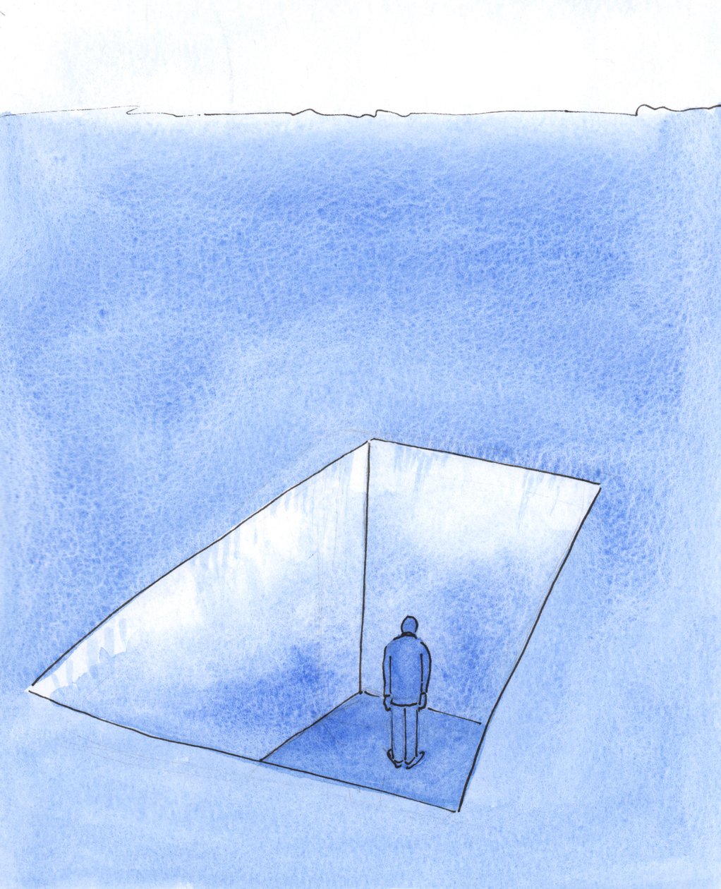 Hataları ve çok pişman olduğu kararlarıyla biri kendini çok izole ve mutsuz bulabilir, 2004 (kağıt üzerinde w/c) by Elizabeth Wang