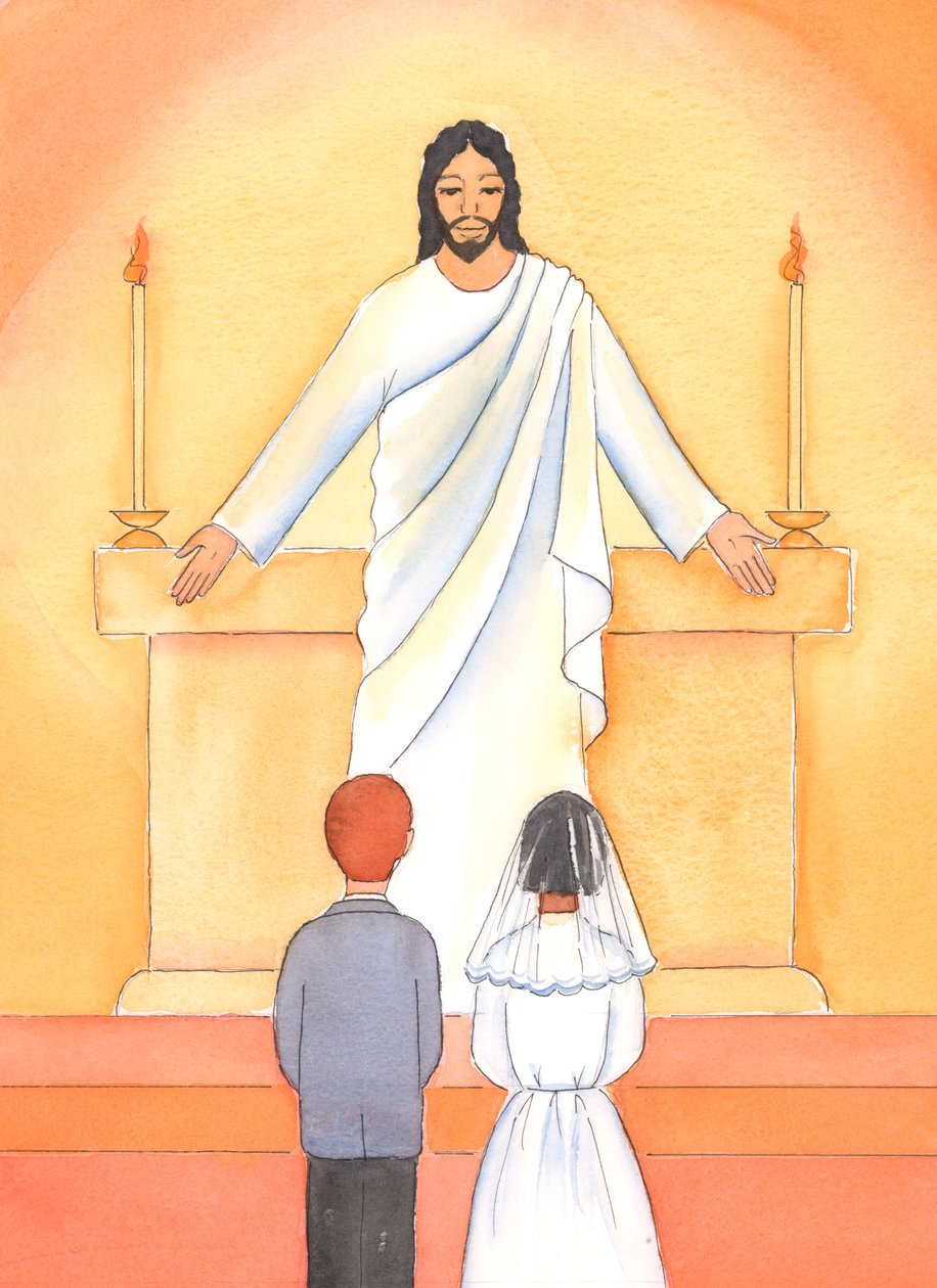İlk Komünyonunu yapan çocuklara Gerçek Varlık ve kutsal ve saf hayatlar hakkında öğretilmesi önemlidir, 2004 (kağıt üzerinde w/c) by Elizabeth Wang