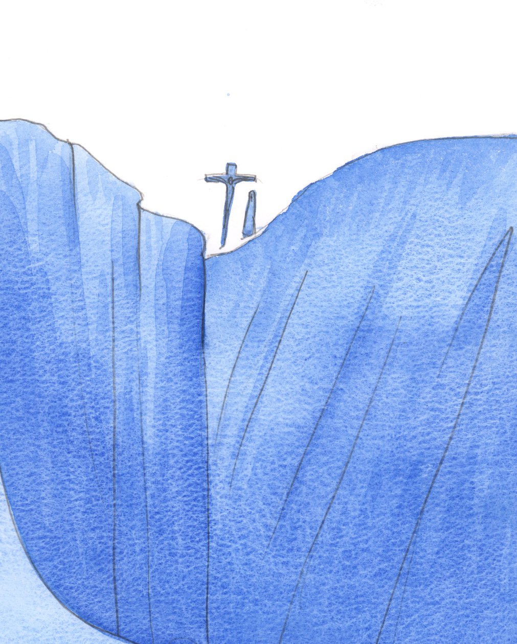 Günahkarları uçurumdan kurtarmak için ölürken, Mesih ve Leydimiz dünyanın kıyısında birlikteydiler, 2002 (kağıt üzerinde w/c) by Elizabeth Wang