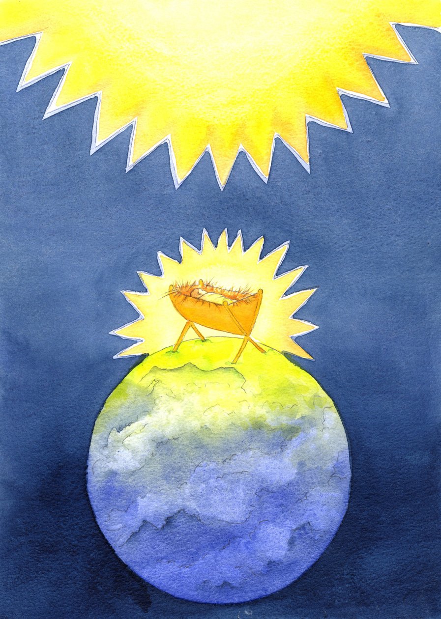 İsa Mesih Tanrı tarafından yaratılmıştır; yine de dünyaya iktidarda değil, çaresiz bir bebek olarak geldi, 2001 (kağıt üzerinde w/c) by Elizabeth Wang