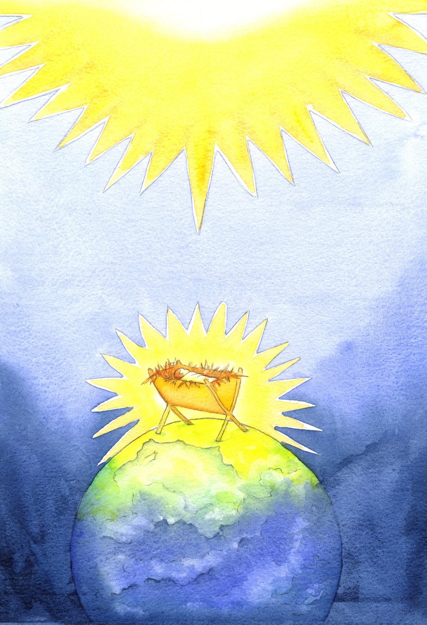 İsa Mesih Tanrı tarafından yaratılmıştır; yine de dünyaya iktidarda değil, çaresiz bir bebek olarak geldi, 2001 (kağıt üzerinde w/c) by Elizabeth Wang