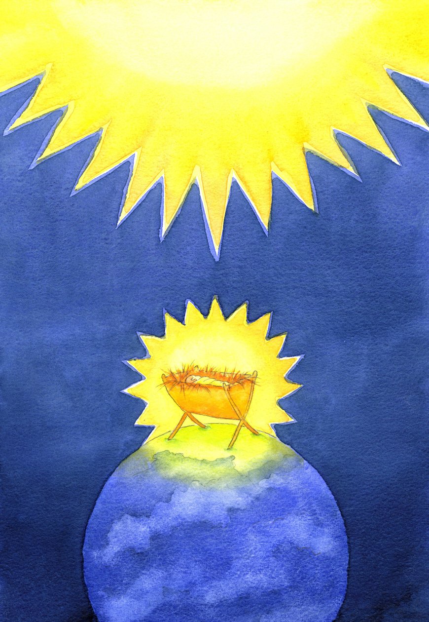 İsa Mesih Tanrı tarafından yaratılmıştır; yine de dünyaya iktidarda değil, çaresiz bir bebek olarak geldi, 2001 (kağıt üzerinde w/c) by Elizabeth Wang