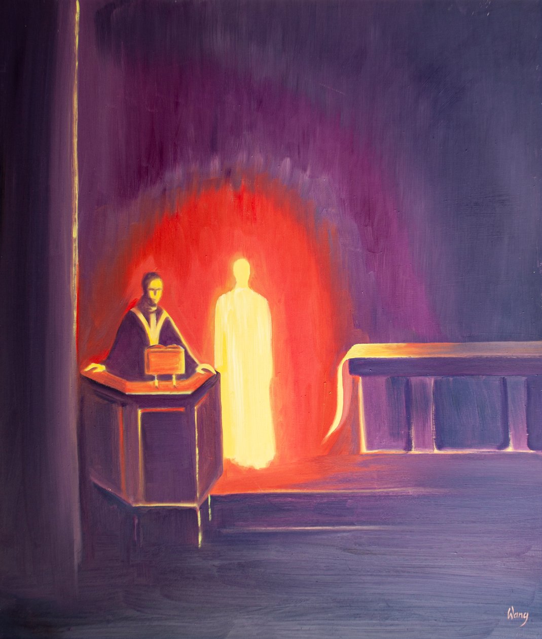 Kutsal Yazılar okunurken İsa Mesih bizimle birliktedir, 2000 (gemide yağ) by Elizabeth Wang