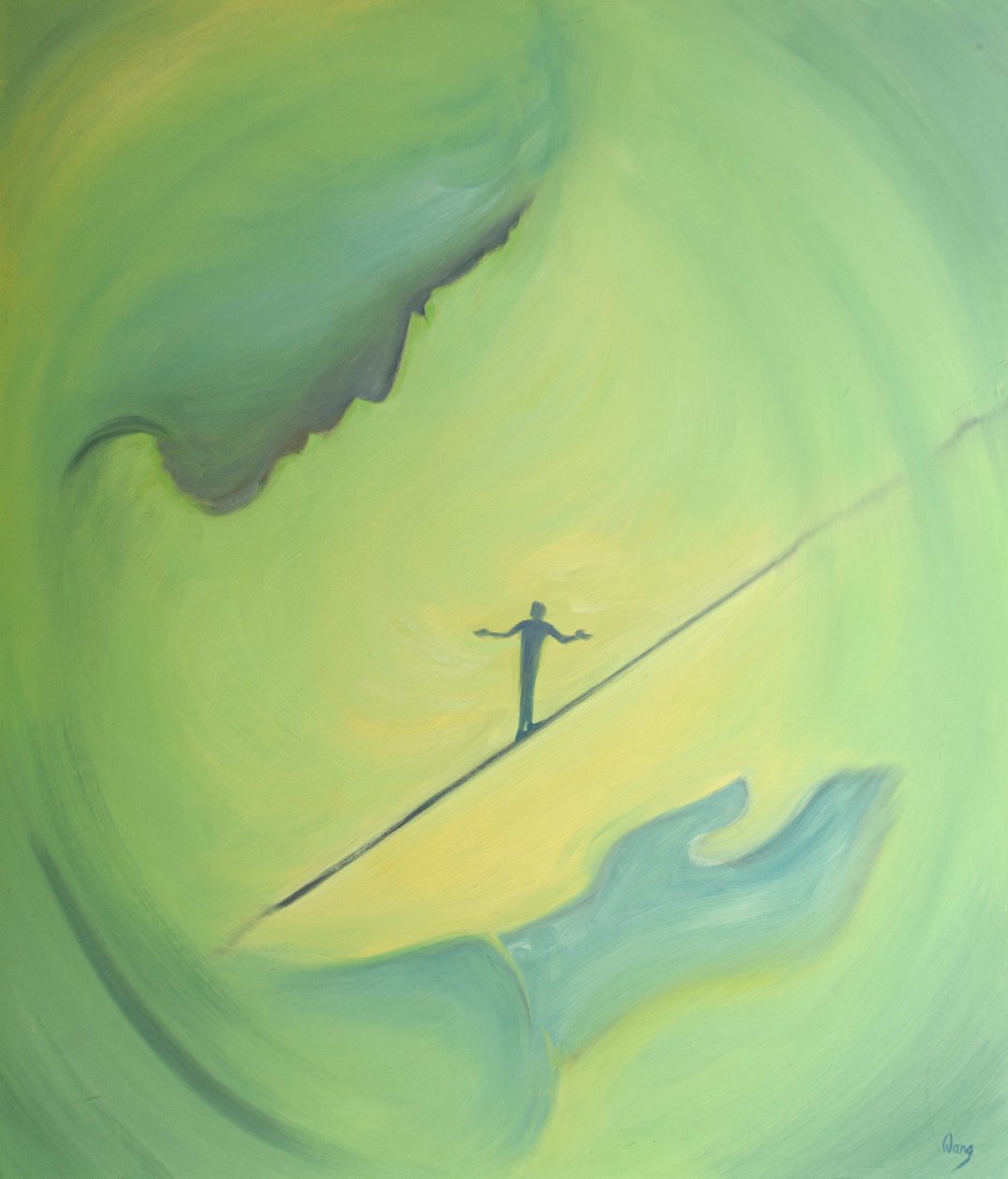 Gurur ya da umutsuzluğa düşmek üzereyken İsa dengemizi korumamıza yardım edebilir, 2000 (gemide petrol) by Elizabeth Wang