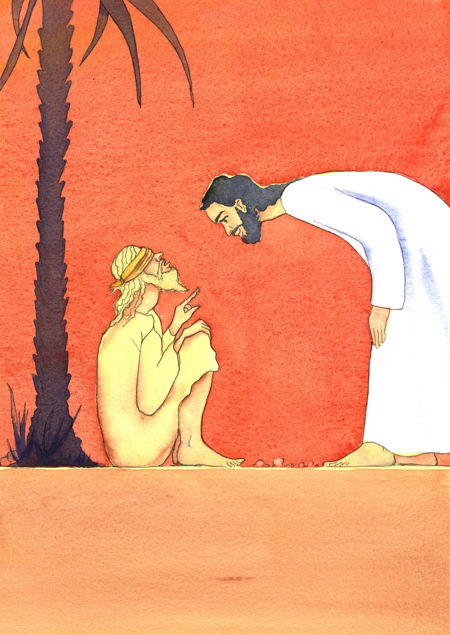 İsa kör adamı iyileştiriyor, 2001 (kağıt üzerinde w/c) by Elizabeth Wang