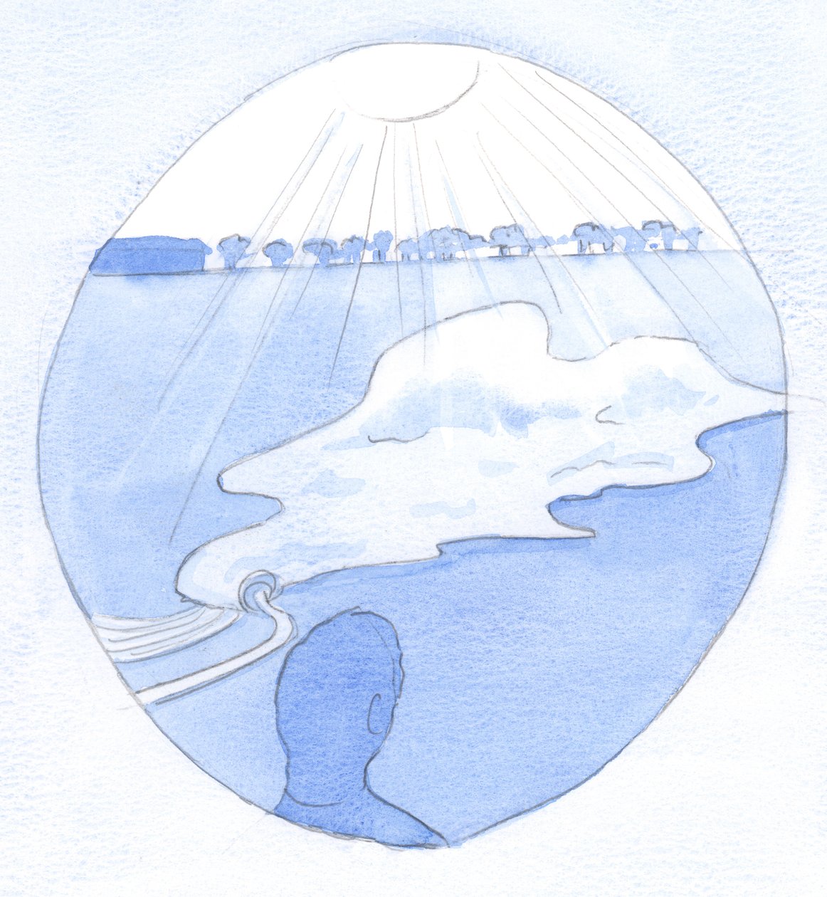 Nasıl bir balona verilen her gaz nefesi balonun büyümesine ve uçmasına katkıda bulunursa, dua da ruhu büyütür, 2001 (kağıt üzerinde w/c) by Elizabeth Wang