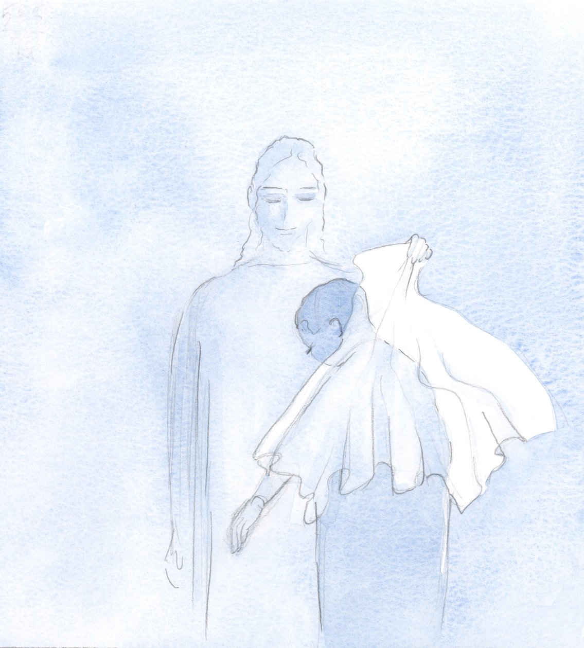 Bir gün, Ruhumun içinde, bir düğün duvağı uzattı, 2000 (kağıt üzerinde w/c) by Elizabeth Wang