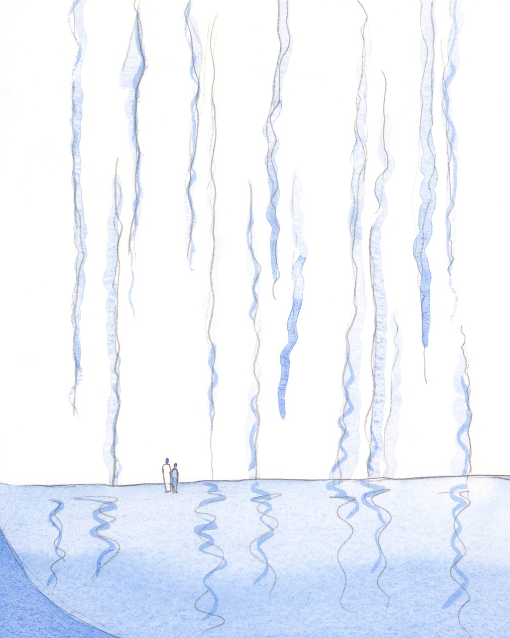 Tanrımız alev alev yanan bir ateş gibidir. O yaşama ve ışığa girmeyi umuyoruz. Mesih bizi bu mükemmelliğe götürür, 2002 (kağıt üzerinde w/c) by Elizabeth Wang