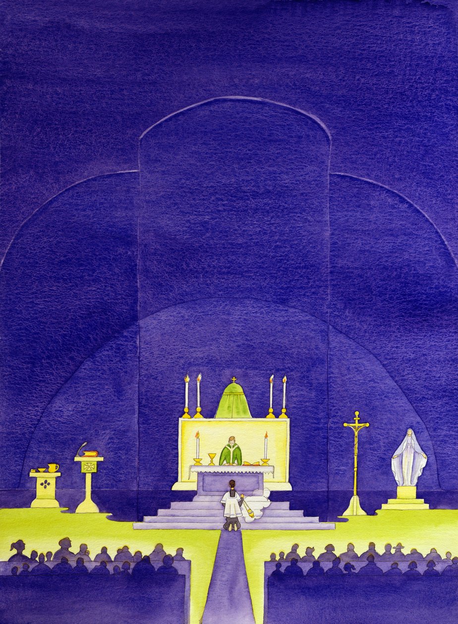 Kiliselerimiz dua ve ibadet için adanan kutsal yerlerdir, 2006 (kağıt üzerinde w/c) by Elizabeth Wang