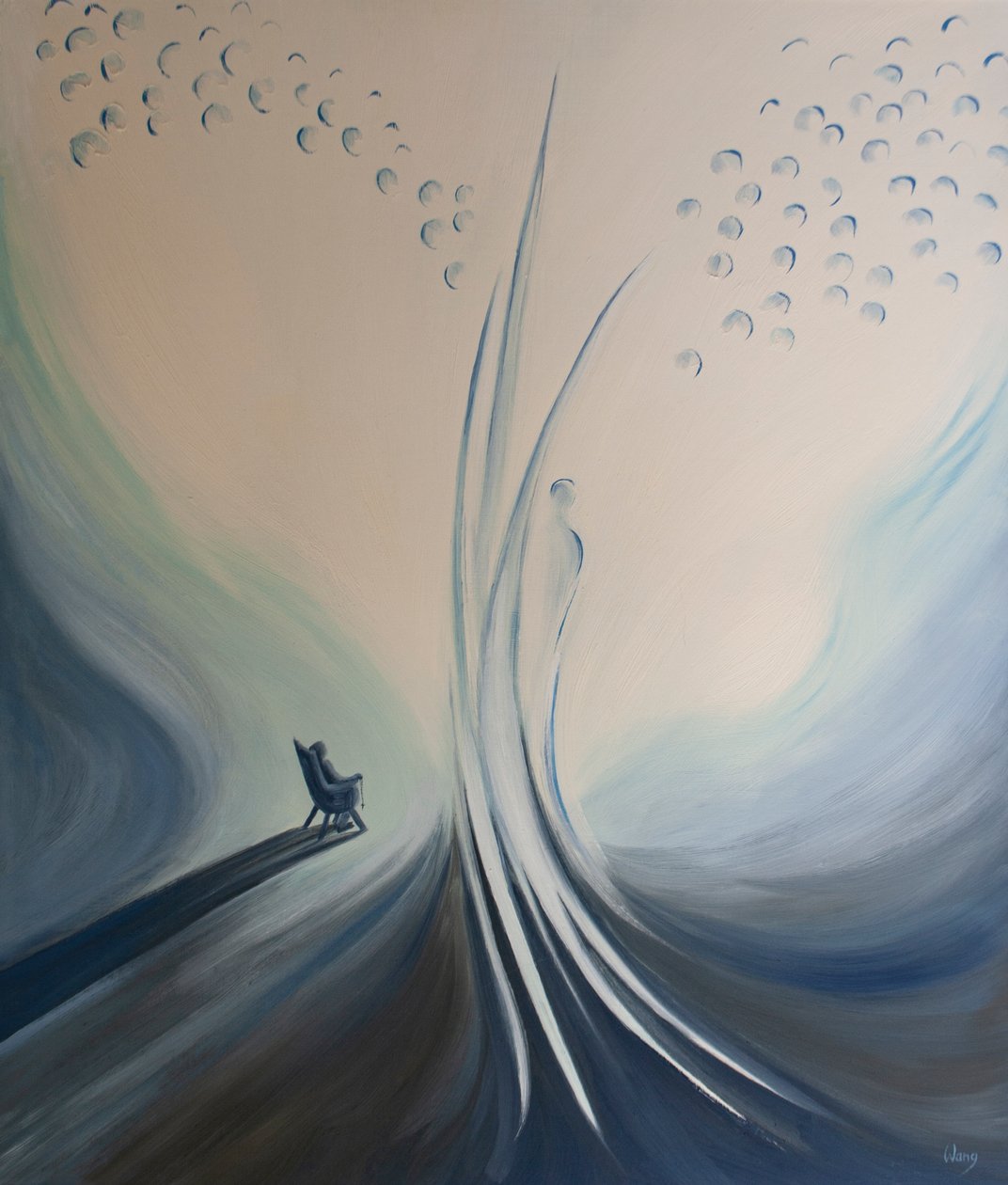Tespih gibi kişisel dualarımız ve adanmışlıklarımız bizi Cennette birleştirir ve Koruyucu Meleğimizi memnun eder, 2001 (gemide petrol) by Elizabeth Wang