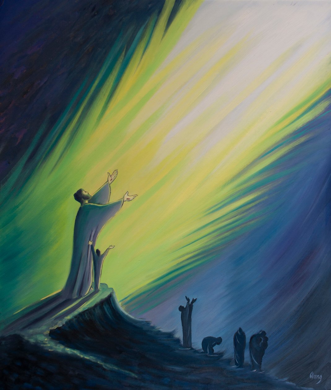Mesih ile dua şanlı ve etkilidir, ancak O olmadan karanlığa seslenmek gibidir, 2001 (gemide petrol) by Elizabeth Wang