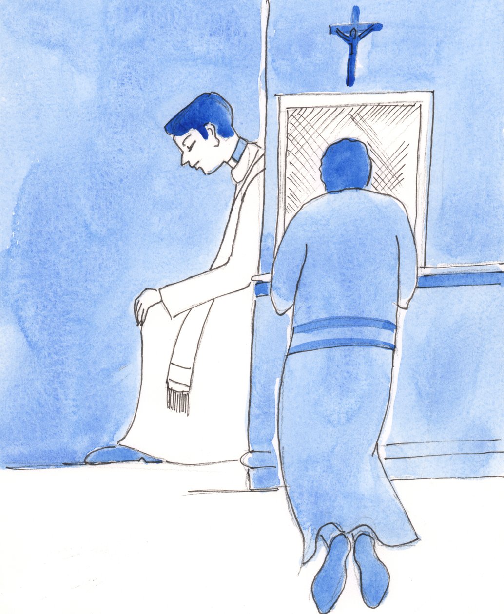 Rahipler, insanları günahlarından tövbe etmeye davet eden Mesih gibi olmalıdır, 2003 (kağıt üzerinde w/c) by Elizabeth Wang