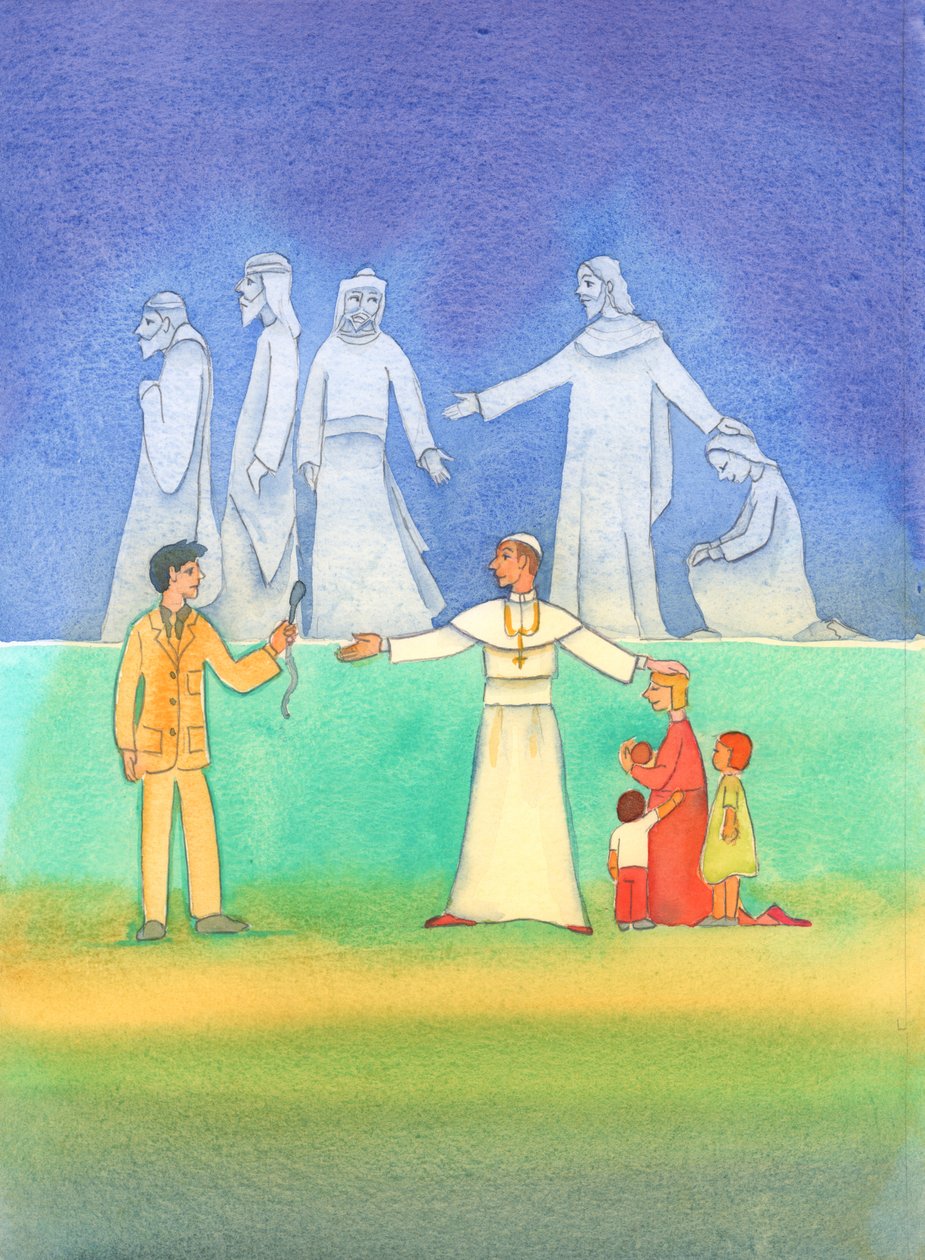 Son Papalar, selefleri gibi, ahlak hakkında doğruyu söylüyor, 2006 (kağıt üzerinde w/c) by Elizabeth Wang