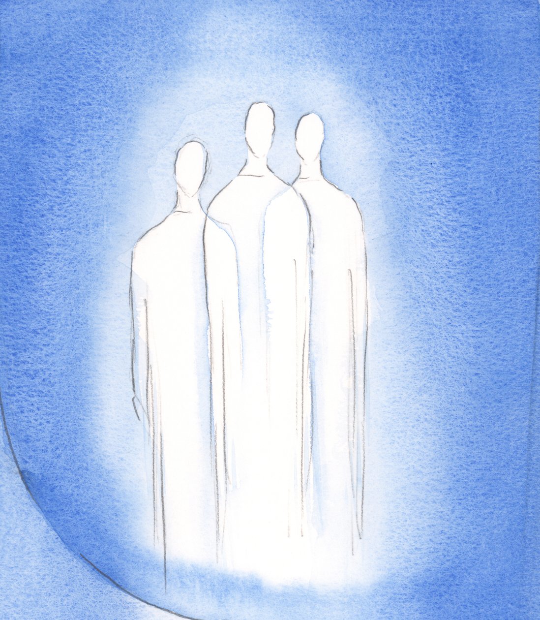 Kutsal Üçlü, Tek Tanrı, üç Kişi, göz kamaştırıcı bir ihtişam içinde Hristiyanın ruhunda yaşar, 2002 (kağıt üzerinde w/c) by Elizabeth Wang