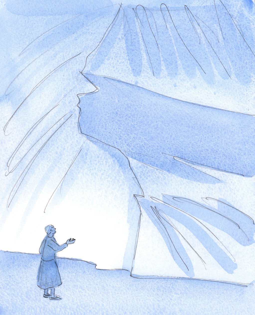 Rab bana elinde küçük bir çakıl taşı olan ve herkese gösterdiği saf hayırseverliği temsil eden birini gösterdi, 2004 (kağıt üzerinde w/c) by Elizabeth Wang