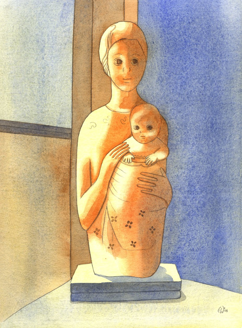 Bakire ve Çocuk, 2001 (kağıt üzerinde w/c) by Elizabeth Wang
