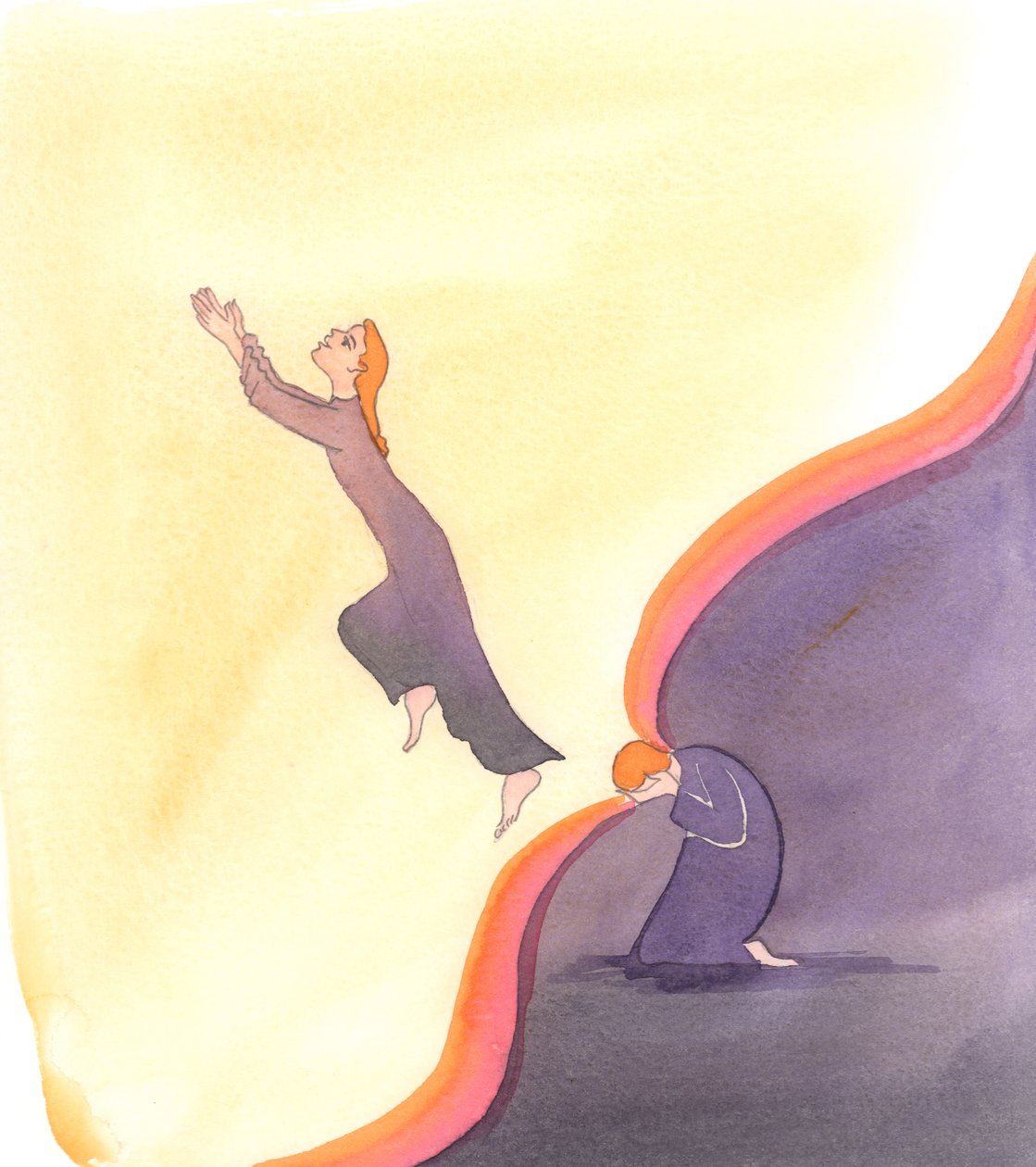 Dua yoluyla girdiğimiz ruhun içindeki iç dünya, geçici olarak hapsedildiği fiziksel evrenden daha büyüktür, 2000 (kağıt üzerinde w/c) by Elizabeth Wang