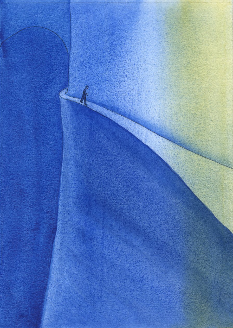 İnanç yolculuğu aydınlığa ve neşeye yol açar, ancak dikkatsizlik veya gururla karanlığa düşmemeye dikkat etmeliyiz, 2004 (kağıt üzerinde w/c) by Elizabeth Wang