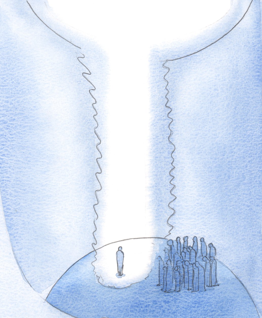 Kendini boş arzulardan boşaltan ruh, Mesih için yeryüzünde bir yer açar ve Cennet ve dünya birleştirilir, 2000 (kağıt üzerinde w/c) by Elizabeth Wang
