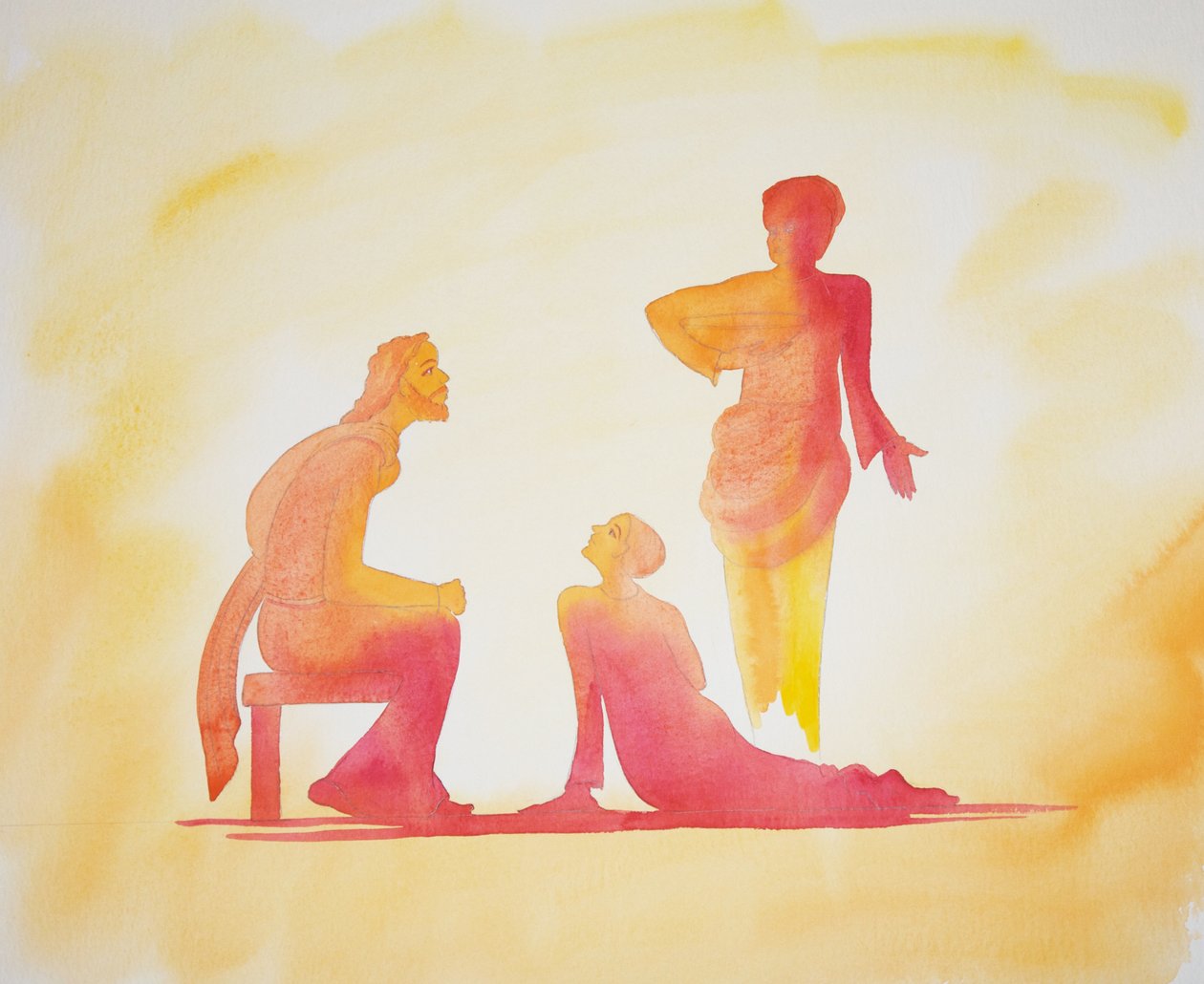 Çok seven ve çok affedilen kadın, 2001 (kağıt üzerinde w/c) by Elizabeth Wang