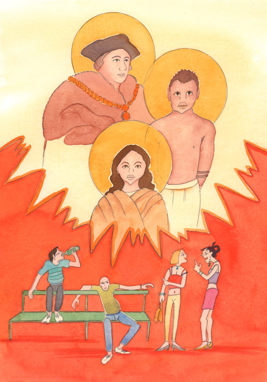 Her çağda hakikatin şehitleri vardır, 2003 (kağıt üzerinde w/c) by Elizabeth Wang